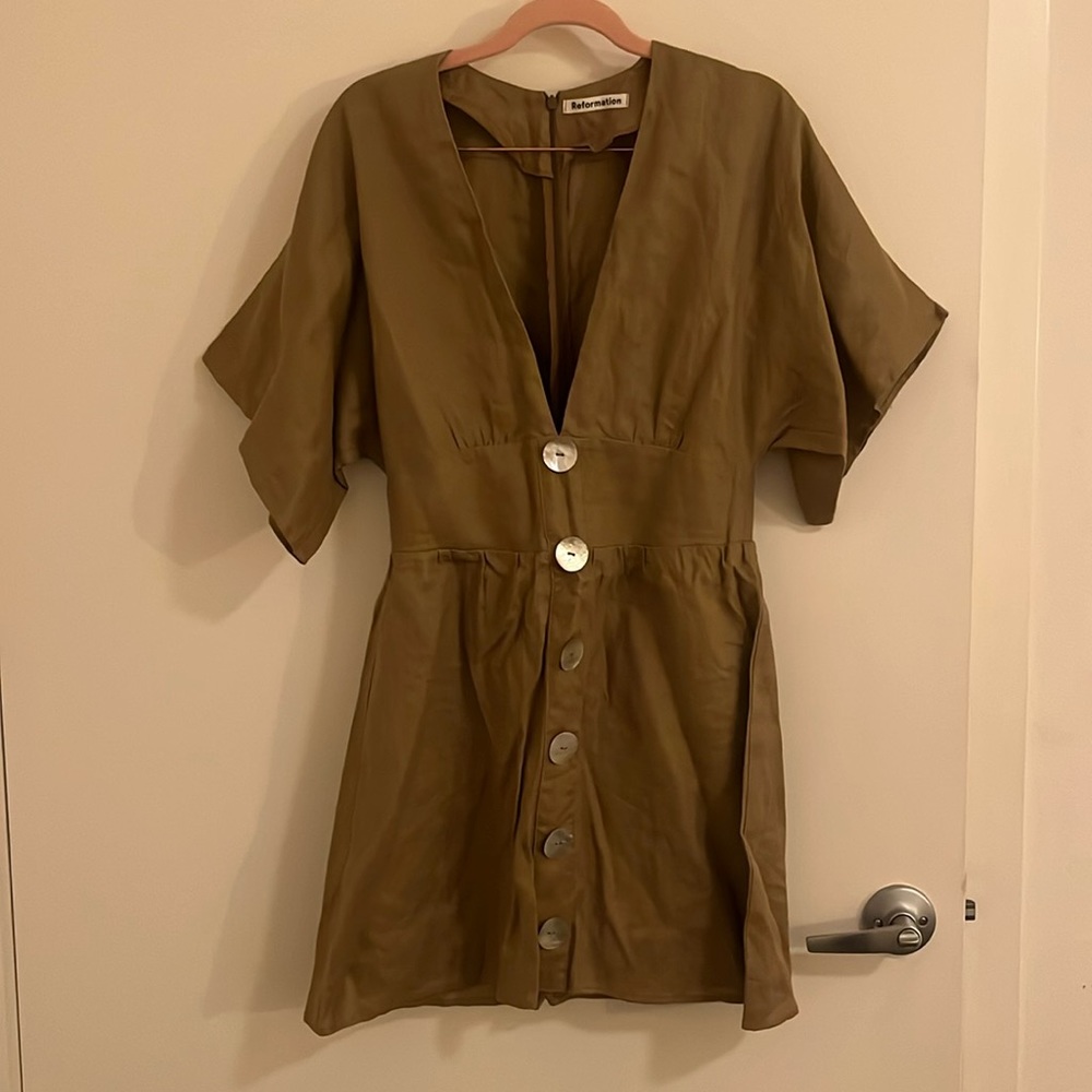 Reformation linen button dress